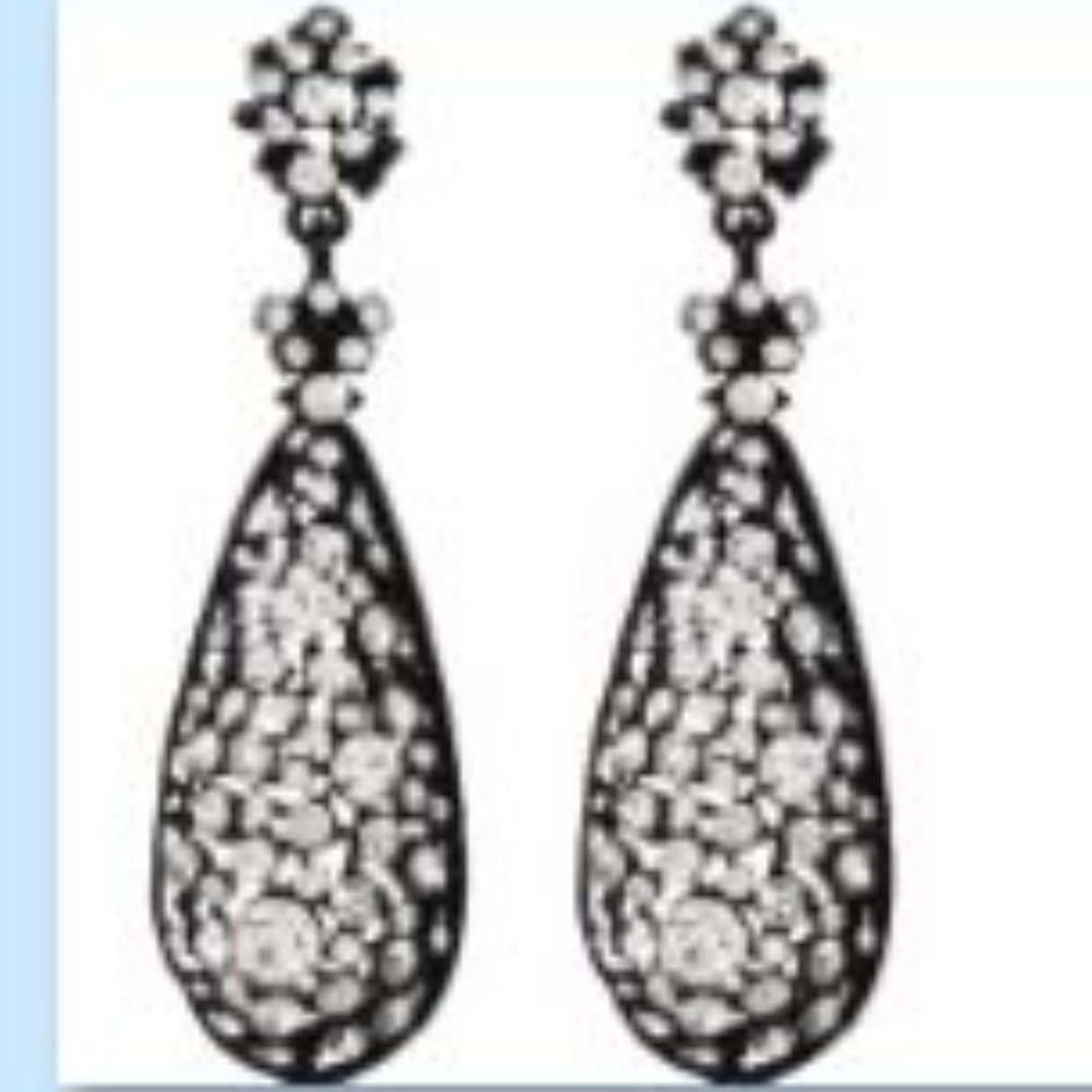 Amrita Singh Eloise Jet Black & Crystal Earring as5 - Picture 3 of 3